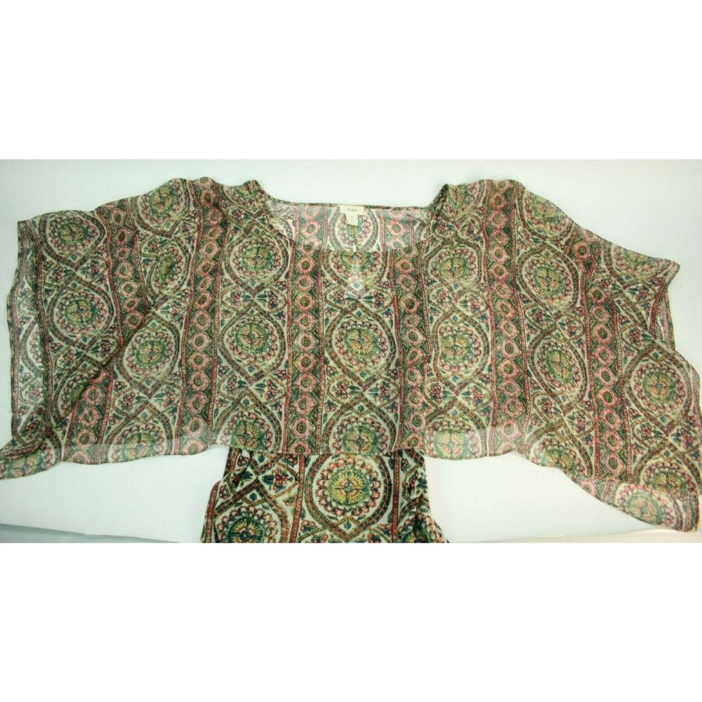 Tiny Anthropologie Womens Sz S Floral Knit Tank w/Silk Cape Sleeve Shirt blouse - Picture 5 of 8